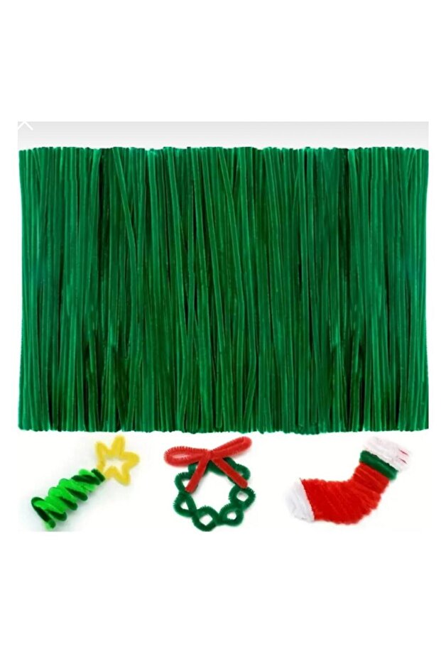 100-pack Chenille, Educational Chenille, Fuzzy Wire, Plush Wire, Velvet Chenille, craft material 30cm green