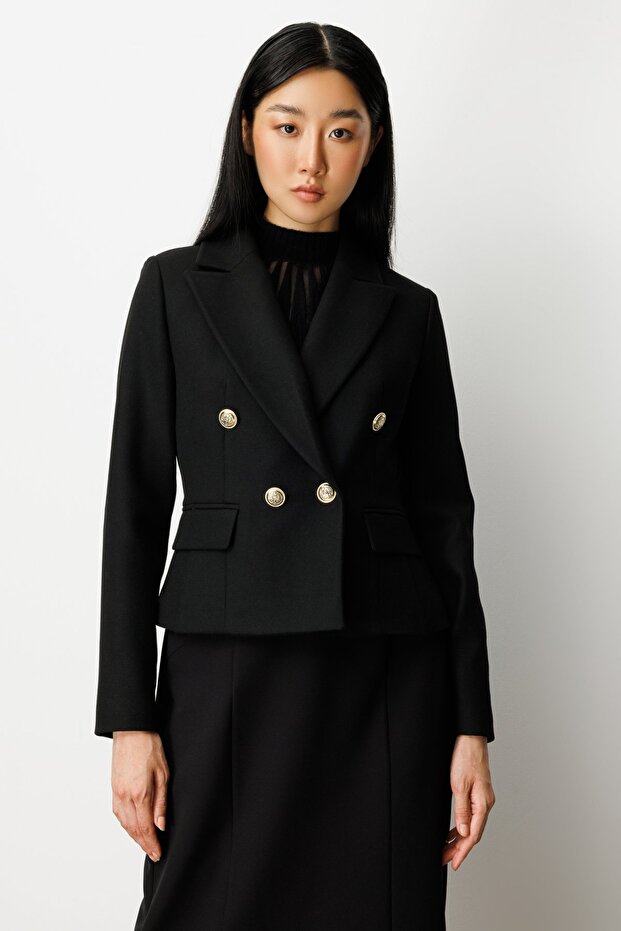 Double Breasted Collar Stamp Jacket - 1