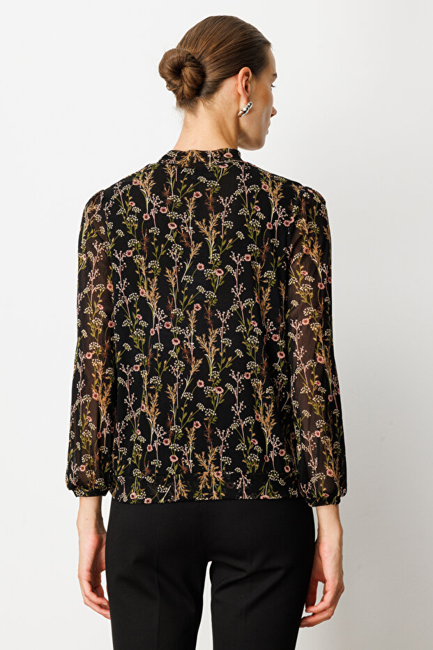 Desenli Şifon Bluz - 4