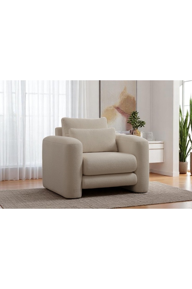 LİLLY BUKLET TEKLİ KOLTUK, KREM - 1