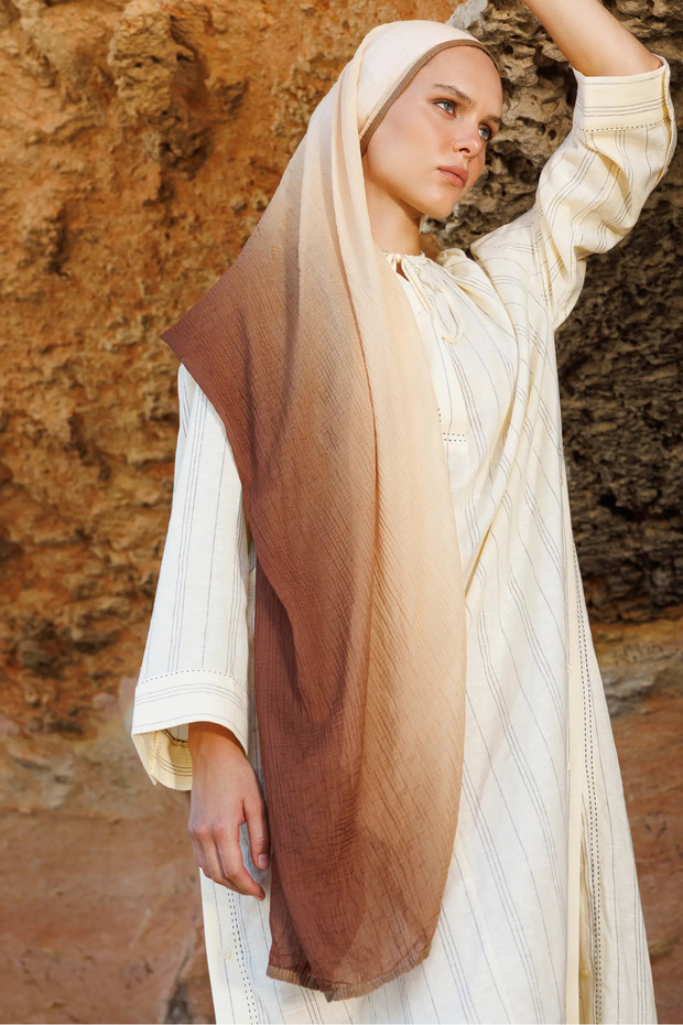 Degrade Müslin Şal Karamel - 7