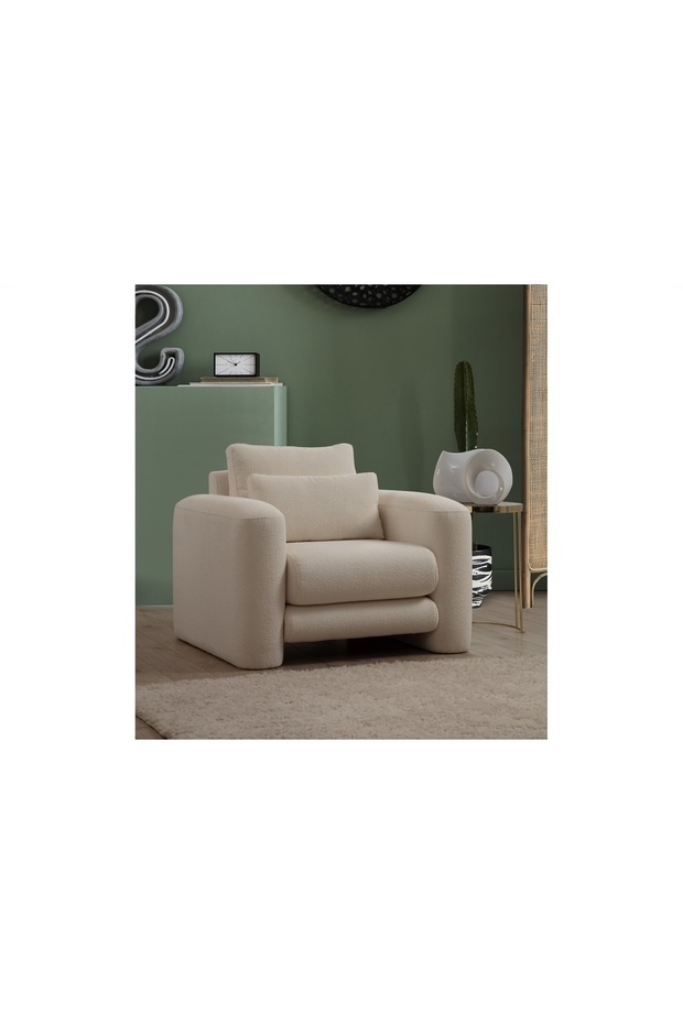 LİLLY BUKLET TEKLİ KOLTUK, KREM - 6