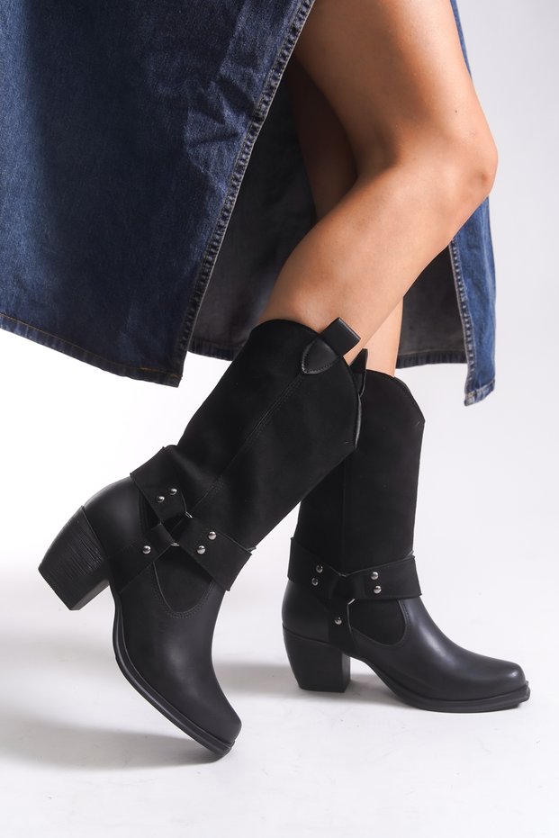 Fynoriel Women's Short Boots 00126041 Black Suede