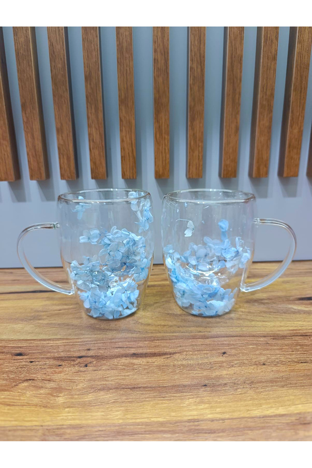 1 Adet Gerçekçi Çiçek Tasarım Çift Cidarlı Cam Kupa, Sıcak ve Soğuk İçecek Bardağı 350 ml - 5