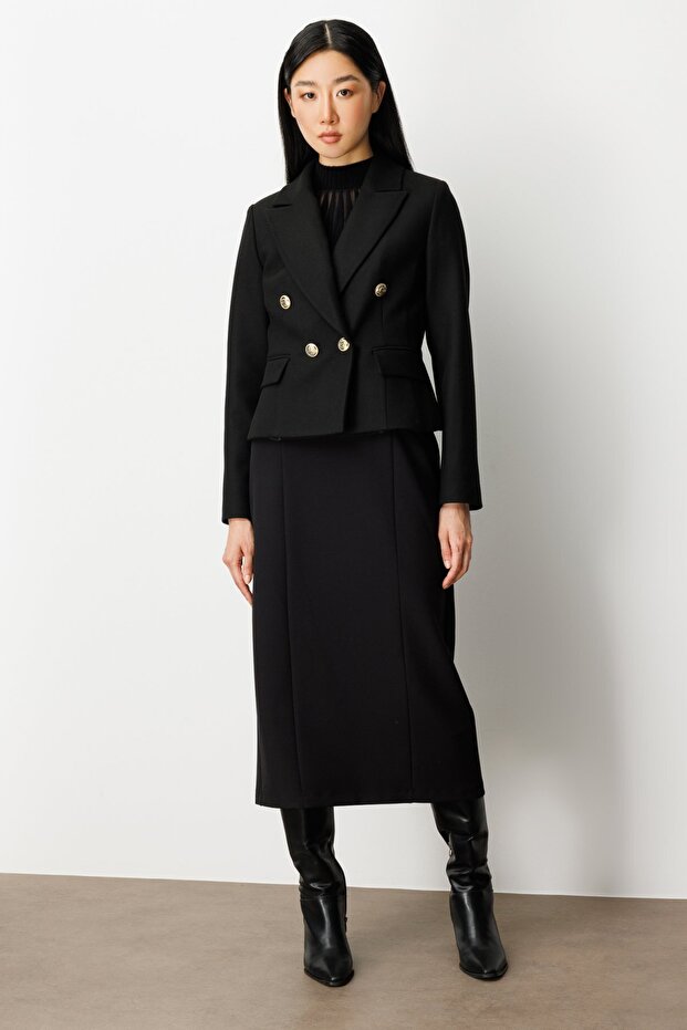 Double Breasted Collar Stamp Jacket - 3