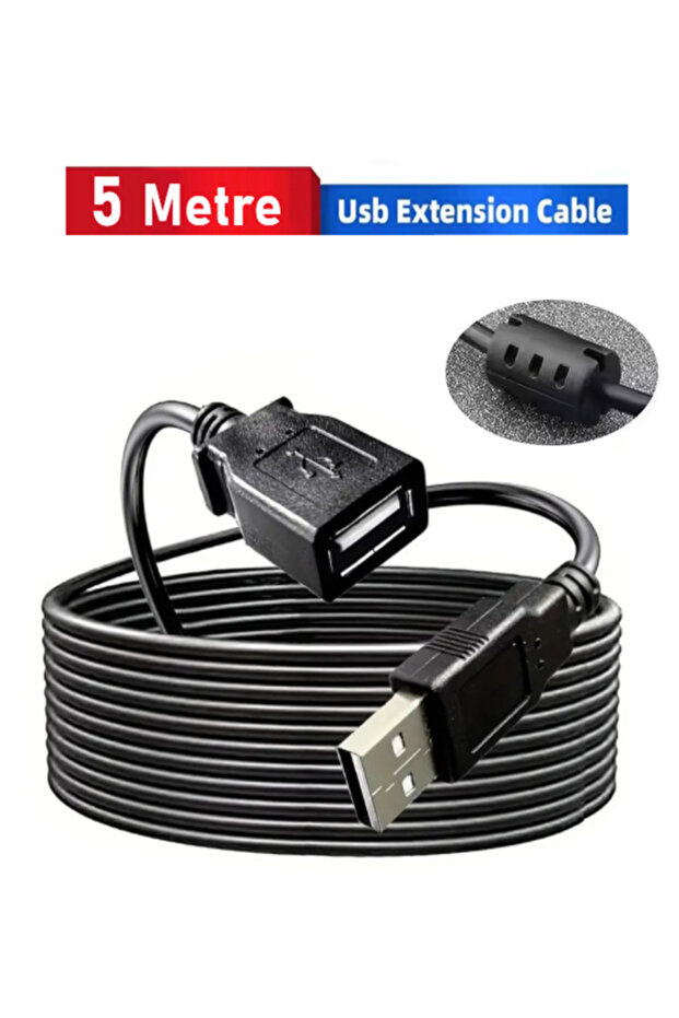 (5 Metre) USB Uzatma Kablosu Usb 2.0 Erkek-Dişi Uç Yüksek Hız High Speed - 1