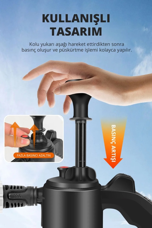 Basınçlı Çok Fonksiyonlu El Pompası, Köpük Püskürtme, Sıvı Püskürtme 2 Lt - 5
