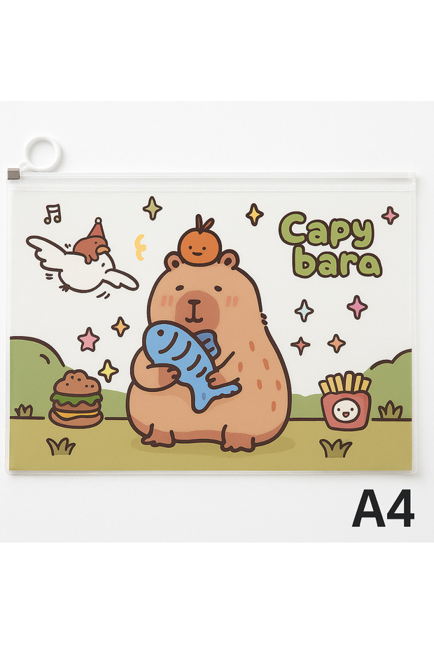 Capybara Desenli A4 Şeffaf Fermuarlı Kalemlik Dosya – Saklama Çantası – 1 Adet - 3