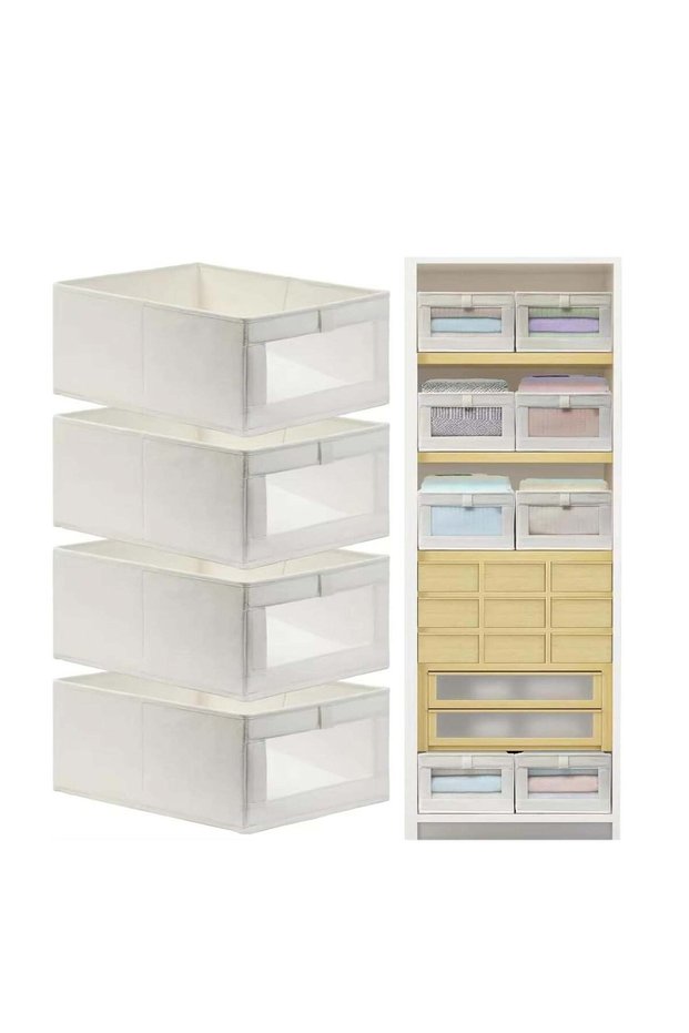 Wardrobe Clothes Organizer, 4 Pack Drawer Organizers and Storage, Foldable Closet Organizer Bins Storage Containers for Organizing Clothing Jeans Toys Book Shelves Closet Wardrobe (4PC)