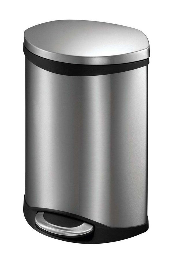 Shell Stainless Steel Pedal Bin with Slow Close Lid | Trash Can with Lid | 10 Liter, Silver