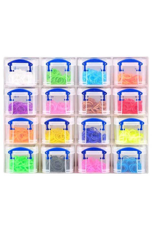 Really Useful Box 16 x 0.14L Mini Clear Storage Boxes Organizer with Tray Small Parts Organizer Transparent Stackable Containers for Crafts Beads Screws Office & Home Storage