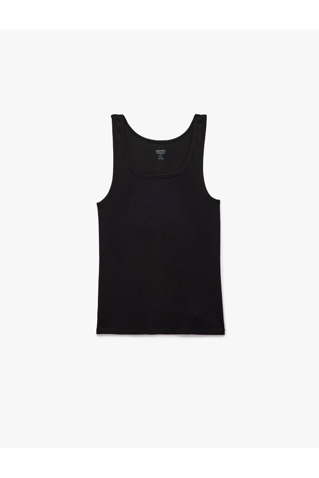 Crew Neck Sleeveless Slim Fit Ribbed Cotton Tank Top