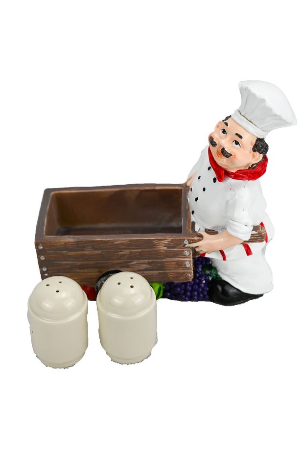 Glass Spice Jars, Salt And Pepper Shakers, Chef Decorative Statue Organizer With Holder Figurine Gi