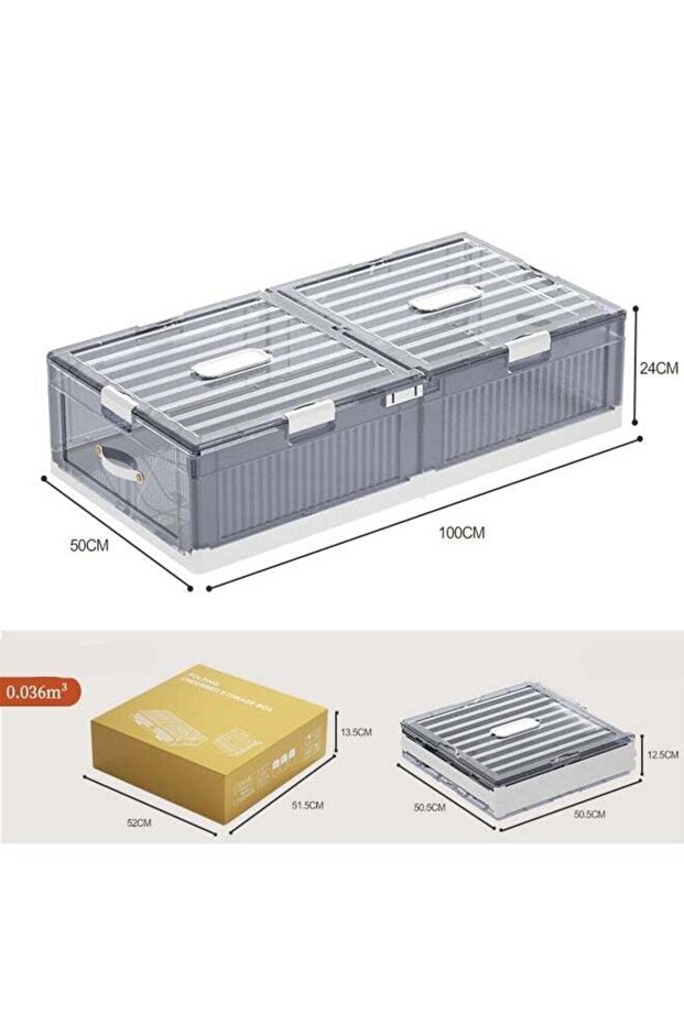 Space-Saving Drawer-Style Folding Under Bed Storage Box with Wheels 24cm
