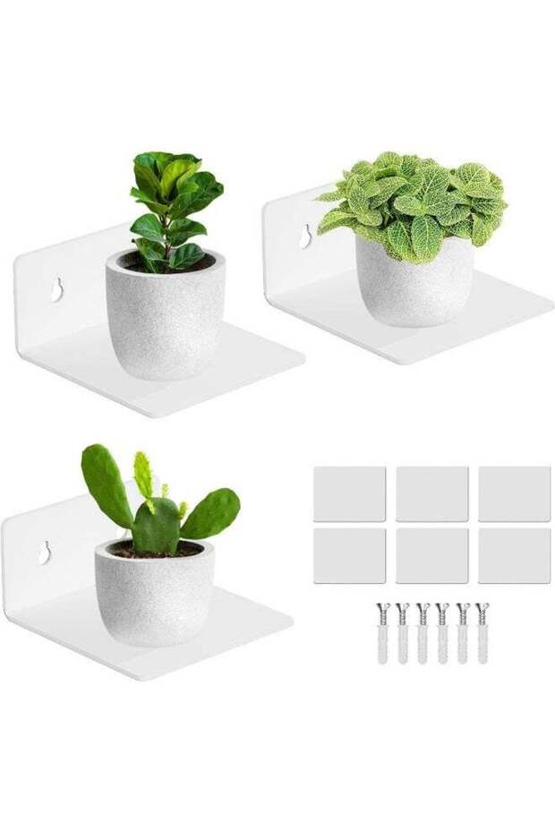 TPGP Acrylic Small Adhesive Wall Shelves, Mini Floating Shelves, Acrylic Display Shelves, Ledges Fo