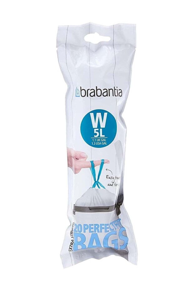 brabantia Brabantia IdealFit Bin Liners (Size W/5 Litre) Quality Thick Plastic Trash Bags with 20 B