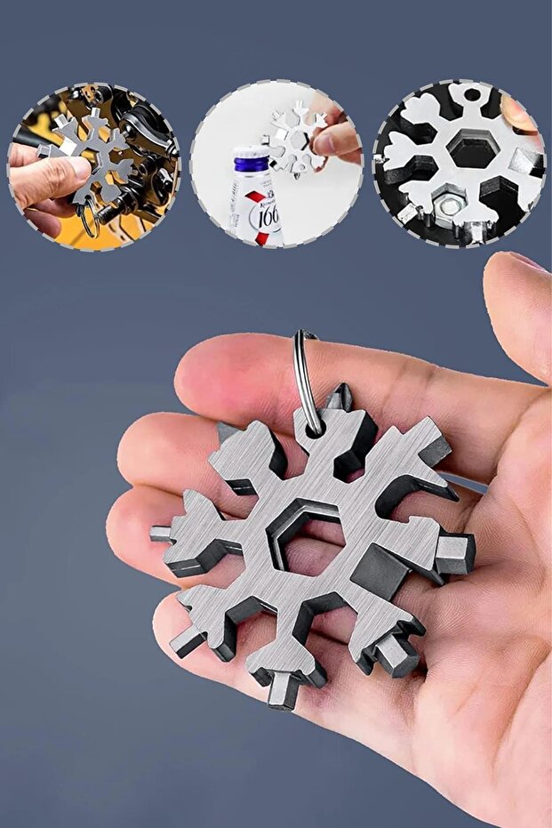 Multipurpose Metal Snowflake Screwdriver Set Portable Practical Allen Kit 19 in 1 Keychain Opener - 2