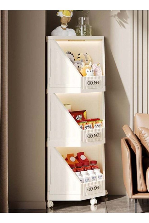 Foldable Heavy Duty Storage Bins with Wheels, 3 Tier Storage Cart k , Storage Box, Storage Containe