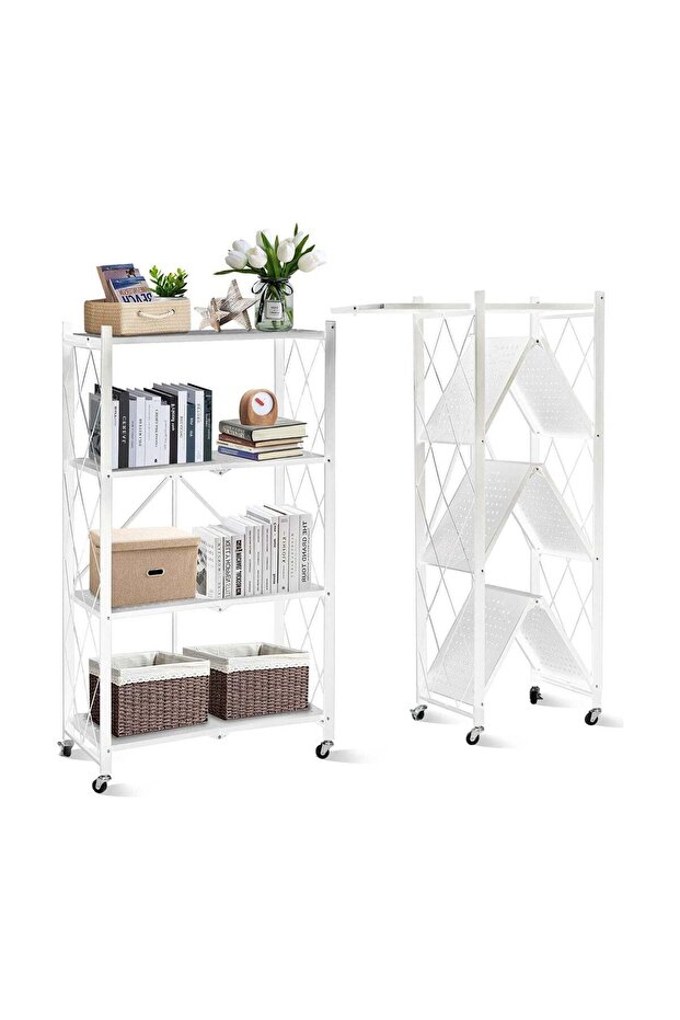ARNOTEC Foldable Storage Organizer 4 Tier, Storage Shelves Kitchen Cabinet Storage Rack, Shelf Stor