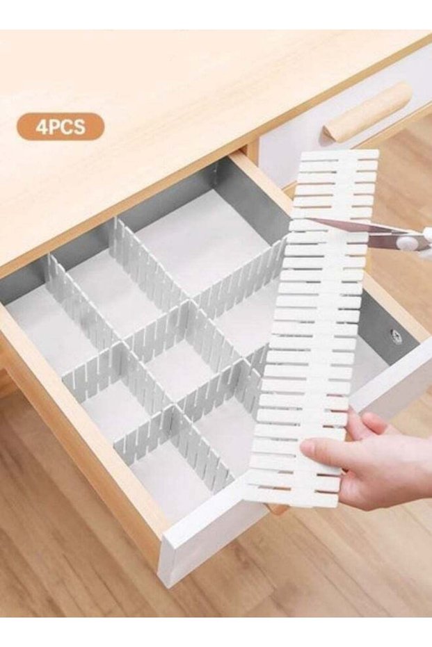 4-Piece Drawer Divider Adjustable DIY Storage Organizer Drawer Separator For Tidying Clutter Cutler