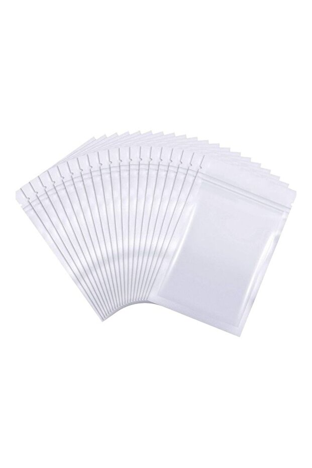 100-Piece Resealable Smell-Proof Foil Pouch White 10x15cm