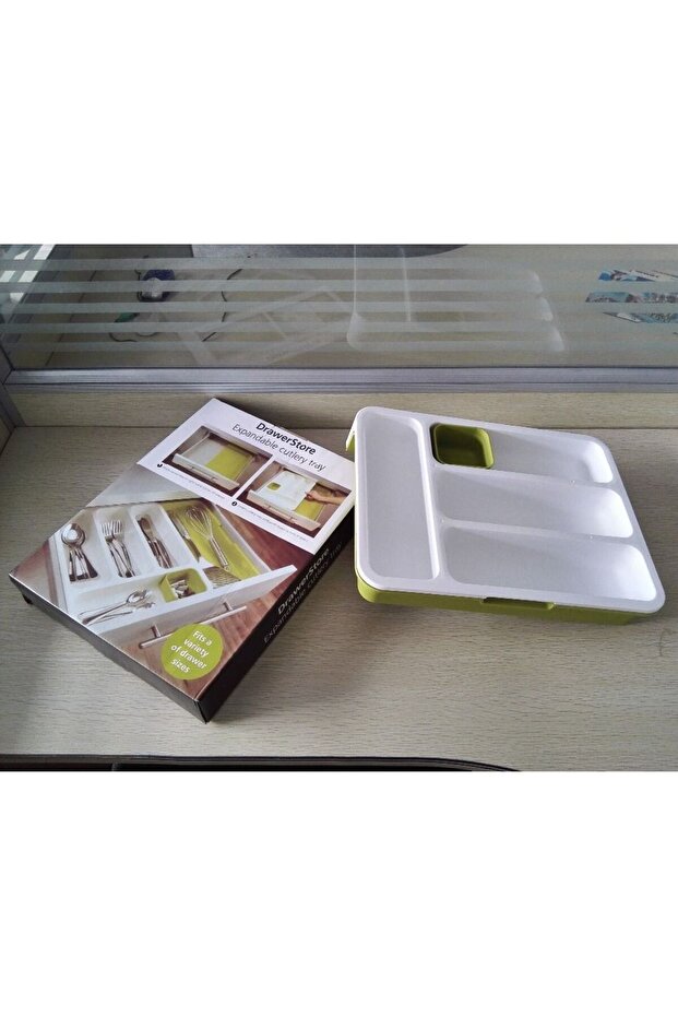 Kitchen Drawer Store Organizer White/Green