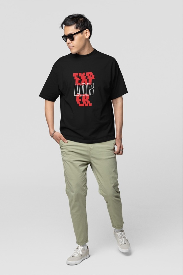 Men's Exp Lor Er Transfer Printed Round Neck Short Sleeve T-Shirt
