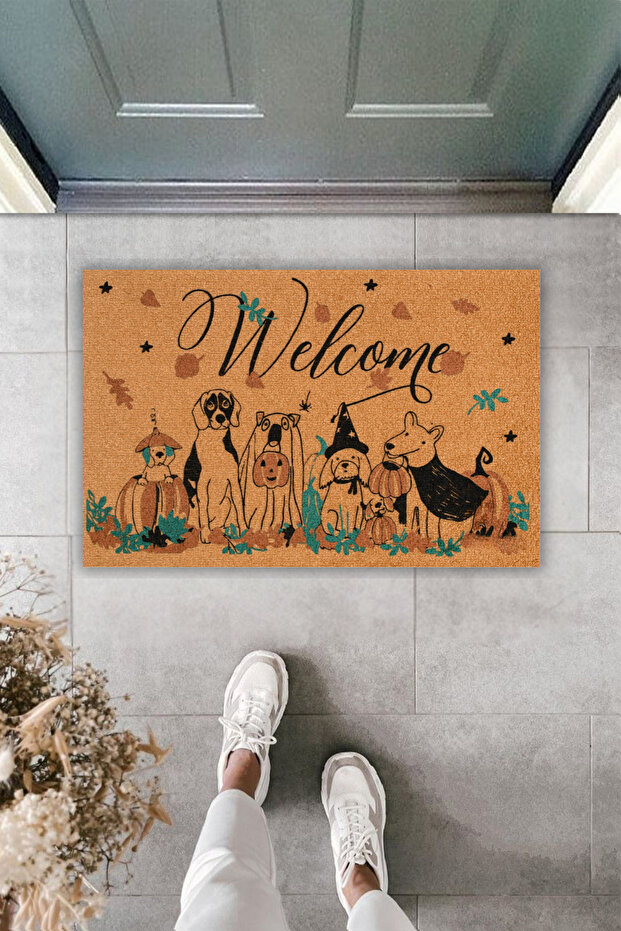 1Modern Koko Textured Doormat - Welcome Animal Door Mat 70X45Cm