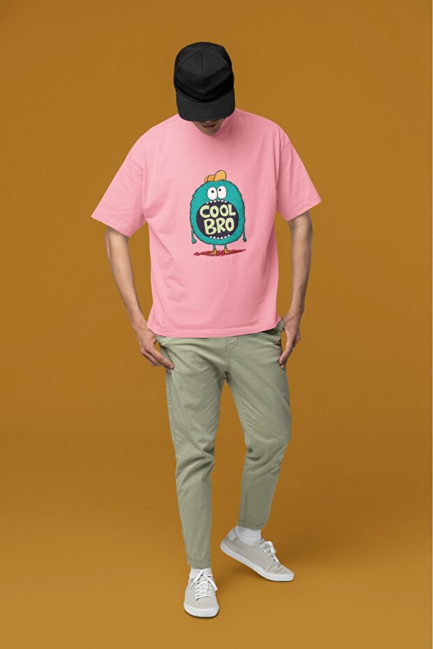 Men's Cool Bro Transfer Printed Round Neck Short Sleeve T-Shirt