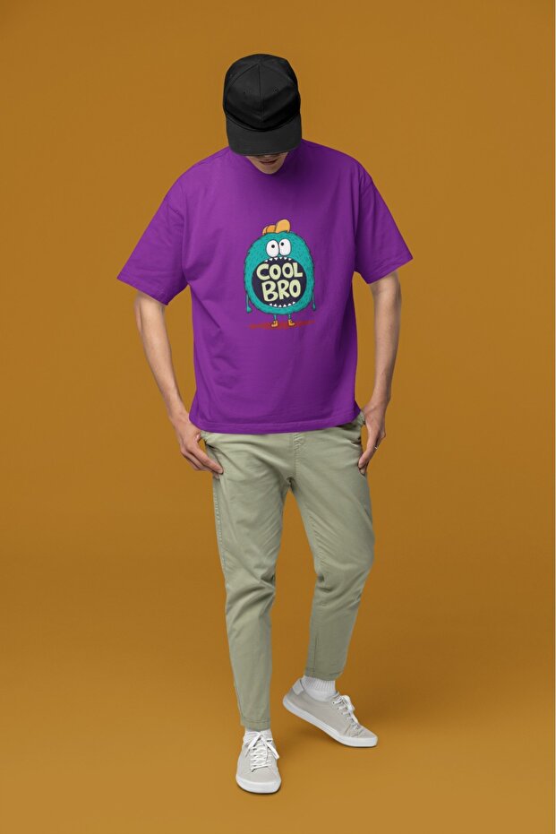 Men's Cool Bro Transfer Printed Round Neck Short Sleeve T-Shirt