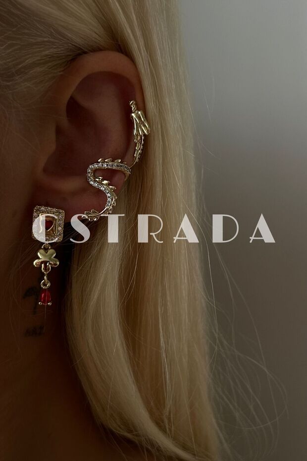 ÇELİK EARCUFF - Dragon twist ejderha earcuff - 1