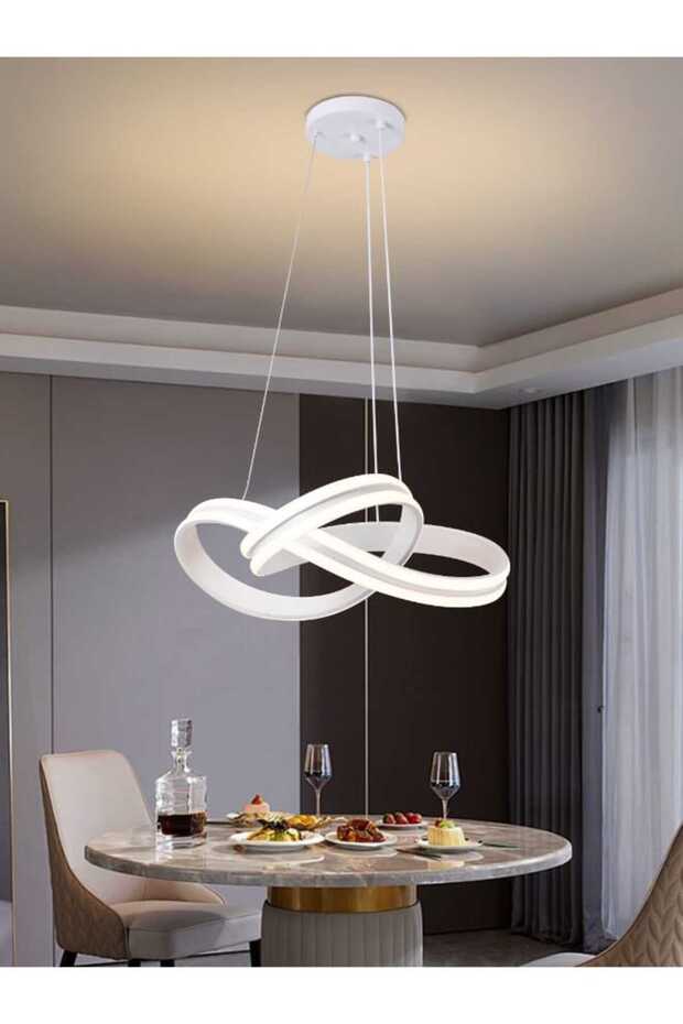 ثريا LED حديثة 6492 - 80 واط، 3 أوضاع إضاءة، ارتفاع قابل للتعديل 70 سم