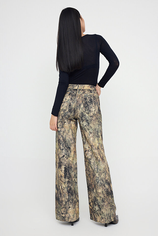 Teen Çok Renkli Desenli Yüksek Bel Wide Leg Jeans TWOAW26JE00152 - 4
