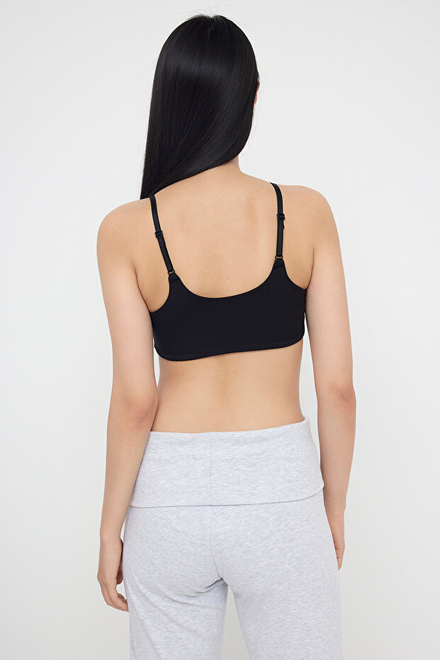 Teen Siyah Soft Kumaş Ayarlanabilir Askı Destekli/Şekillendirici Spor Sütyeni THMAW26SS00004 - 4