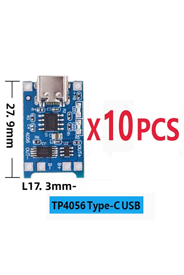 وحدة شاحن بطارية ليثيوم TP4056 من النوع C، 10 قطع، مايكرو من النوع C، USB 5 فولت 1 أمبير، لوحة شحن مع حماية