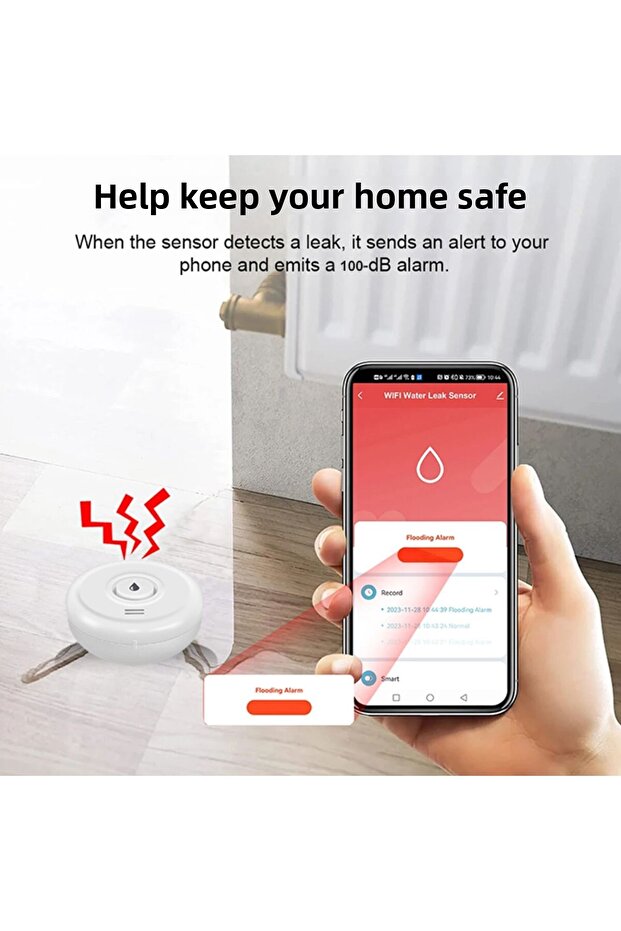 جهاز استشعار الفيضانات Tuya WiFi Smart Life App كشف تسرب المياه إنذار صوتي عالي الربط بين أجهزة الإنذار... - 4