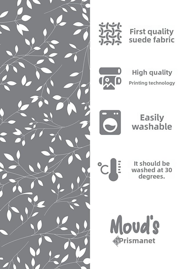 مفرش طاولة مطبوع عليه فروع شجرة رمادية من جلد الغزال - 3