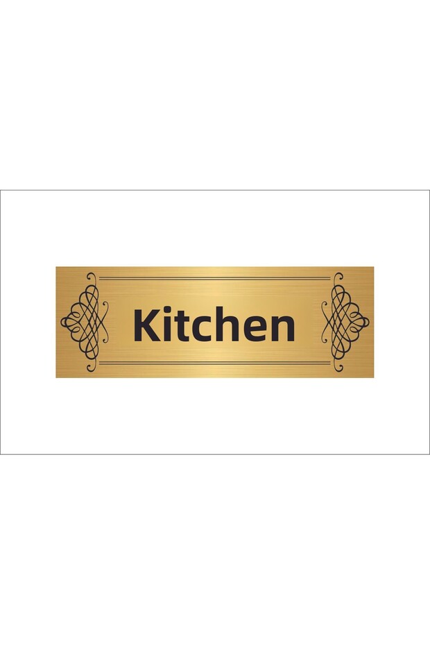 Gold Color Metal Label with Kitchen Writing
