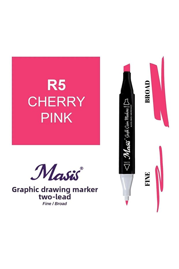 Twin Dual Tip Marker Pen 5 Cherry Pink