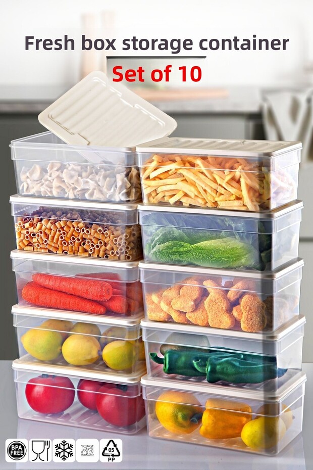 10 Piece Set Freshbox Storage Container Suitable for Microwave and Diffraction - 1