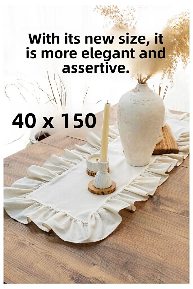 Rufle I Pure Texture Natural Simple & Chic Runner مزين بكشكشة مقاس 40 × 150 سم
