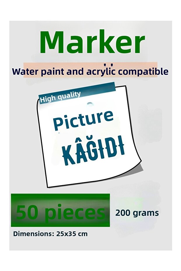 50Pcs High Quality Watercolor Painting Paper - 200 Grams Acrylic Compatible