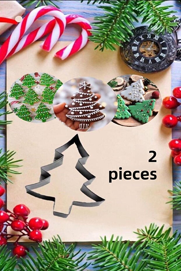 New Year's Special 2 Pieces Metal Cookie Mold Pine Tree Pastry Cookie Supplies
