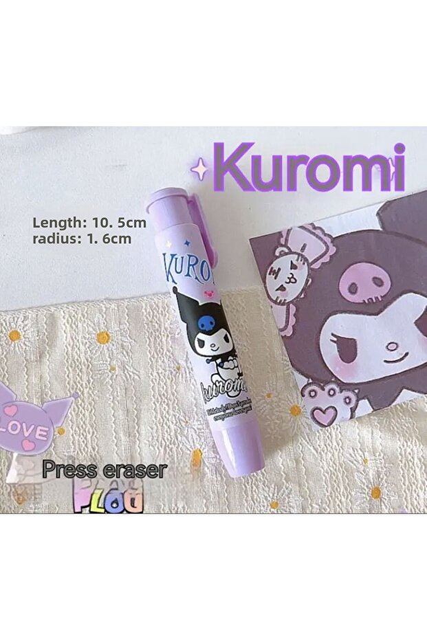 Sanrio Kawai Korean Stationery Hello Kitty Kuromi Cinnamoroll My Melody Automatic Push Eraser