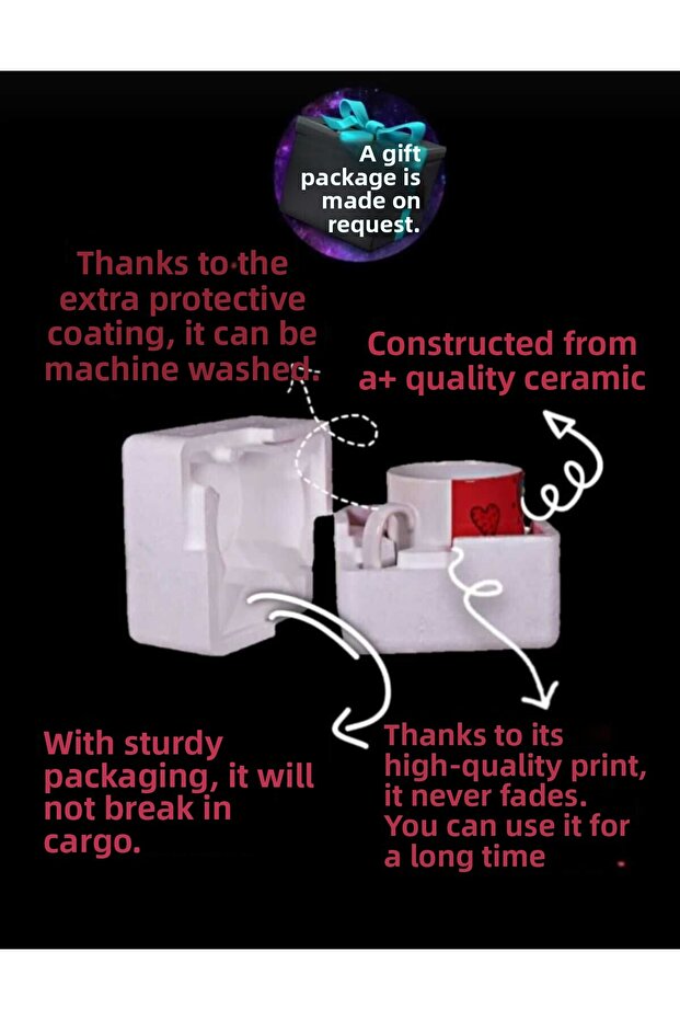 Raw Raw Cuklat Beni Printed Red t Cup with Handle - 3