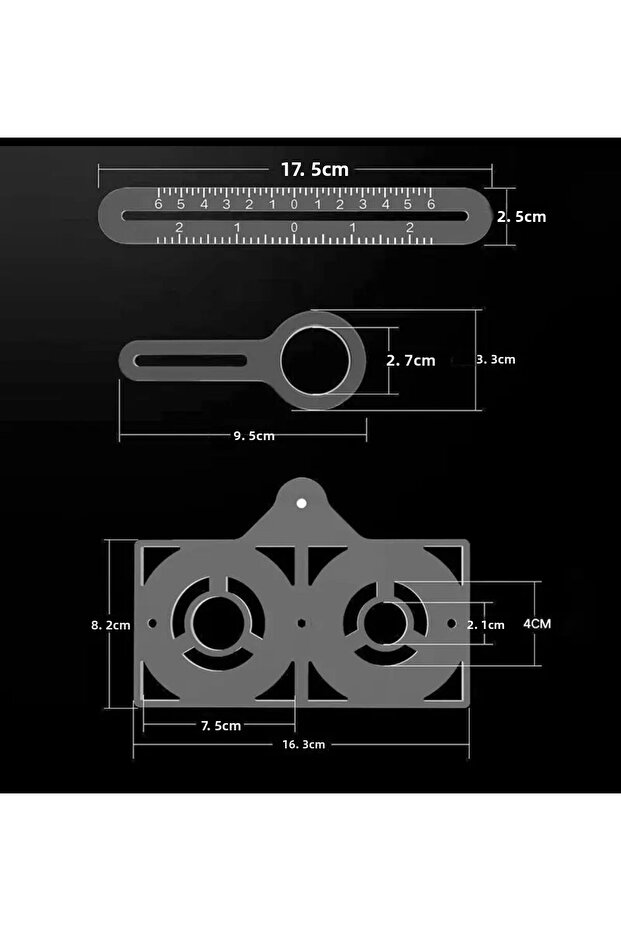 Tile Ruler with 6 Arms - Folding Measuring Protractor Template with Tile Holes - 5