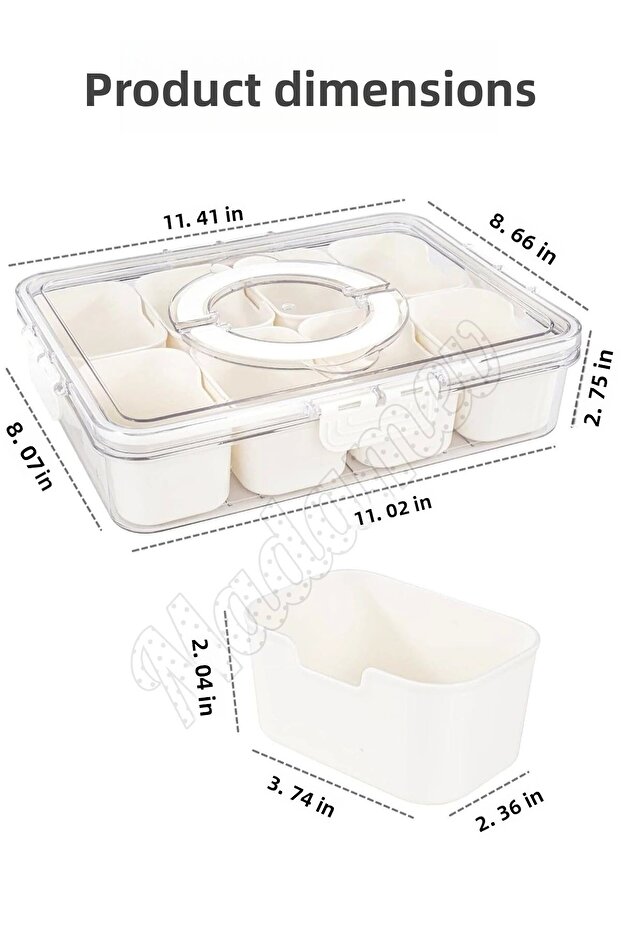 Breakfast Storage Container Organizer Lock Lid 8 Compartment Portable Picnic Gold Fork Set - 6