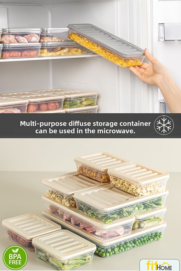 Set of 9 Deep Freezer Organizer Airtight Storage Containers 1X2400Ml 2X1170Ml 2X1200Ml 2X600Ml - 6