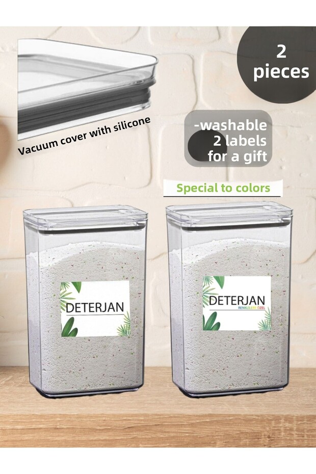 Colored Detergent& Detergent Rectangular 2.9 Lt with Vacuum Lid 2&#Set of 39 Storage Boxes - 2