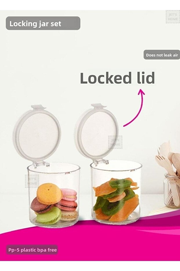 2-Piece Ziplock Cylinder Jar Set Food Container Airtight 0.65 liters x 2 BPA FREE